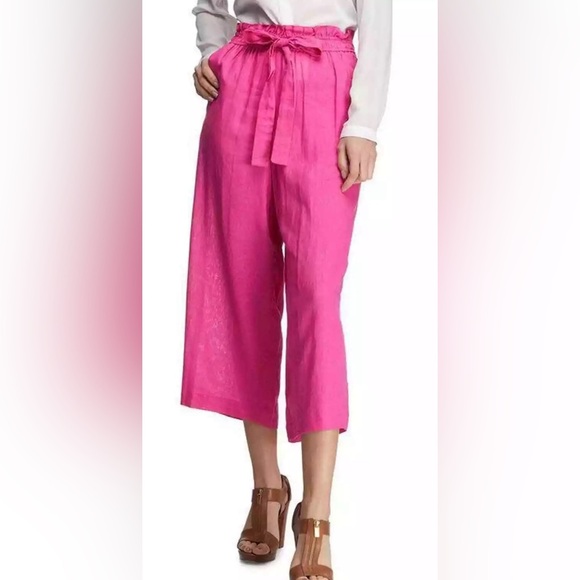 NWT Michael Kors Wide Leg Front Tie Pants Hot Pink Size XL - Picture 4 of 11
